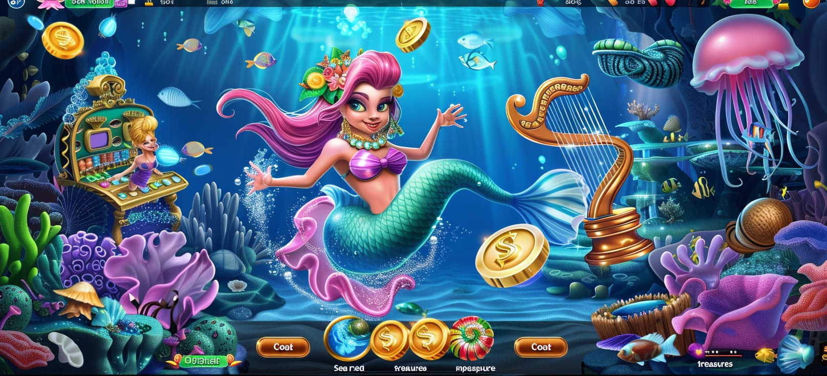 Caça-níqueis de sereia online com tesouros do mar no 9v99 cassino
